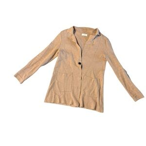 ESE O ESE Women's Camel Tan Cashmere Cotton Blend One Button Cardigan Size Small
